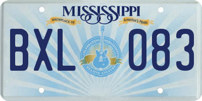 MS license plate BXL083