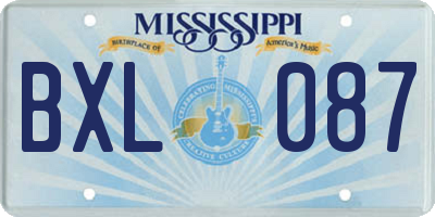 MS license plate BXL087