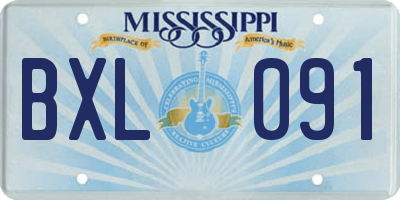 MS license plate BXL091