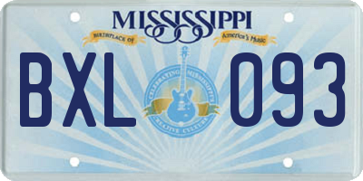 MS license plate BXL093