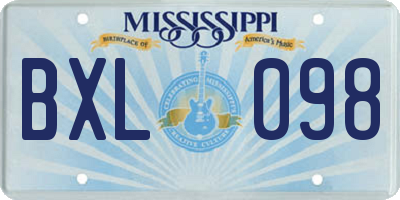 MS license plate BXL098