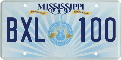MS license plate BXL100
