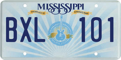 MS license plate BXL101