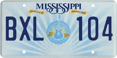 MS license plate BXL104