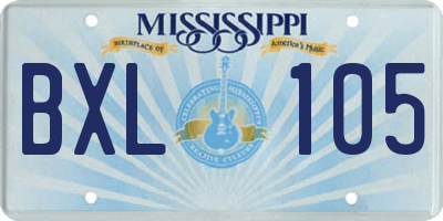 MS license plate BXL105