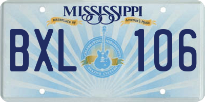 MS license plate BXL106