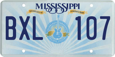 MS license plate BXL107