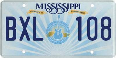 MS license plate BXL108