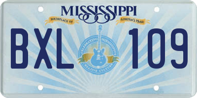 MS license plate BXL109
