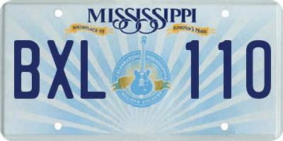 MS license plate BXL110