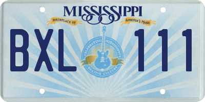 MS license plate BXL111