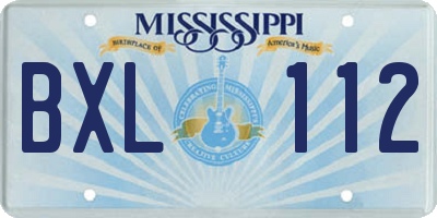 MS license plate BXL112