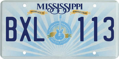 MS license plate BXL113