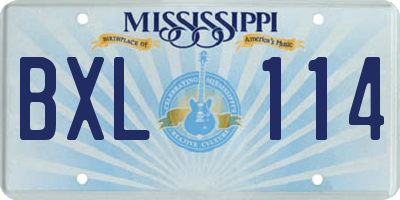 MS license plate BXL114