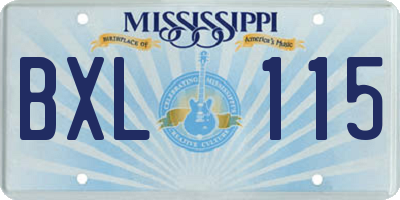 MS license plate BXL115