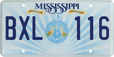 MS license plate BXL116