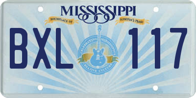 MS license plate BXL117