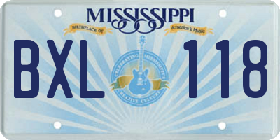 MS license plate BXL118