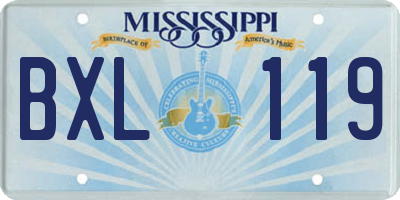 MS license plate BXL119