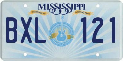 MS license plate BXL121