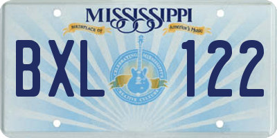 MS license plate BXL122