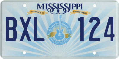 MS license plate BXL124