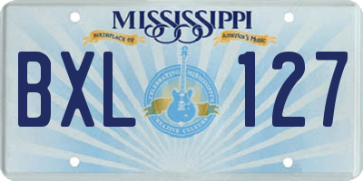 MS license plate BXL127