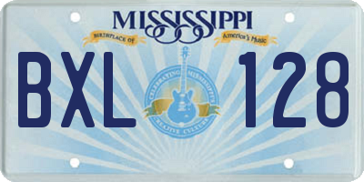 MS license plate BXL128