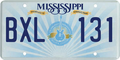MS license plate BXL131