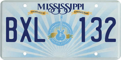 MS license plate BXL132