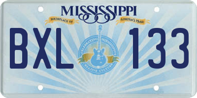 MS license plate BXL133