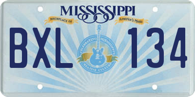 MS license plate BXL134