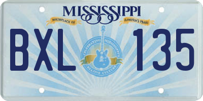 MS license plate BXL135