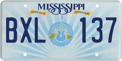 MS license plate BXL137