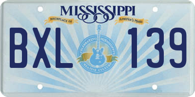 MS license plate BXL139