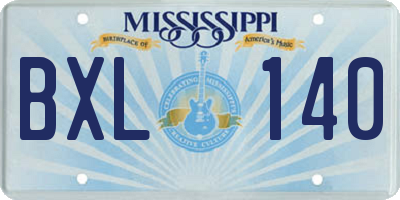 MS license plate BXL140