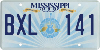 MS license plate BXL141