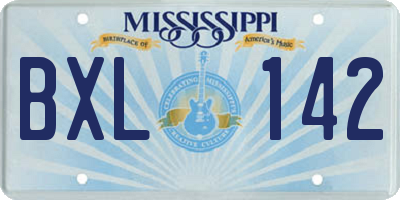MS license plate BXL142