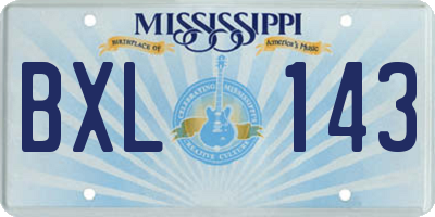 MS license plate BXL143