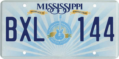 MS license plate BXL144