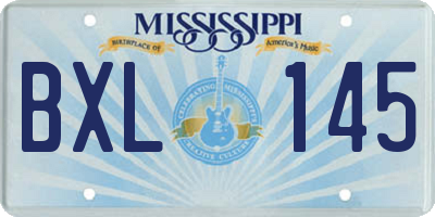 MS license plate BXL145