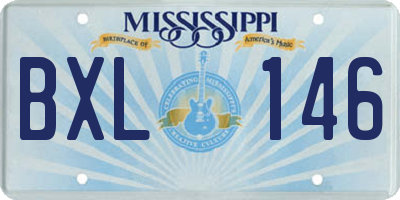 MS license plate BXL146