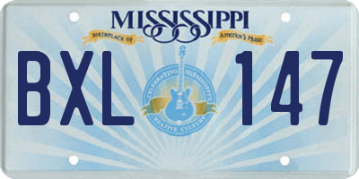 MS license plate BXL147