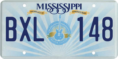 MS license plate BXL148