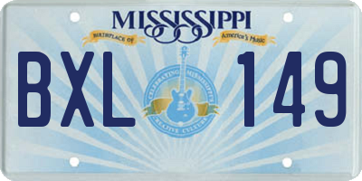 MS license plate BXL149