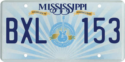 MS license plate BXL153