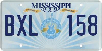 MS license plate BXL158