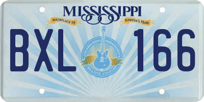 MS license plate BXL166