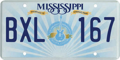 MS license plate BXL167