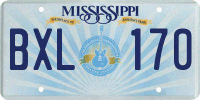 MS license plate BXL170